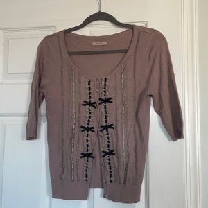 🚨FINAL PRICE 💸 Short-sleeved cardigan with black ribbon detail